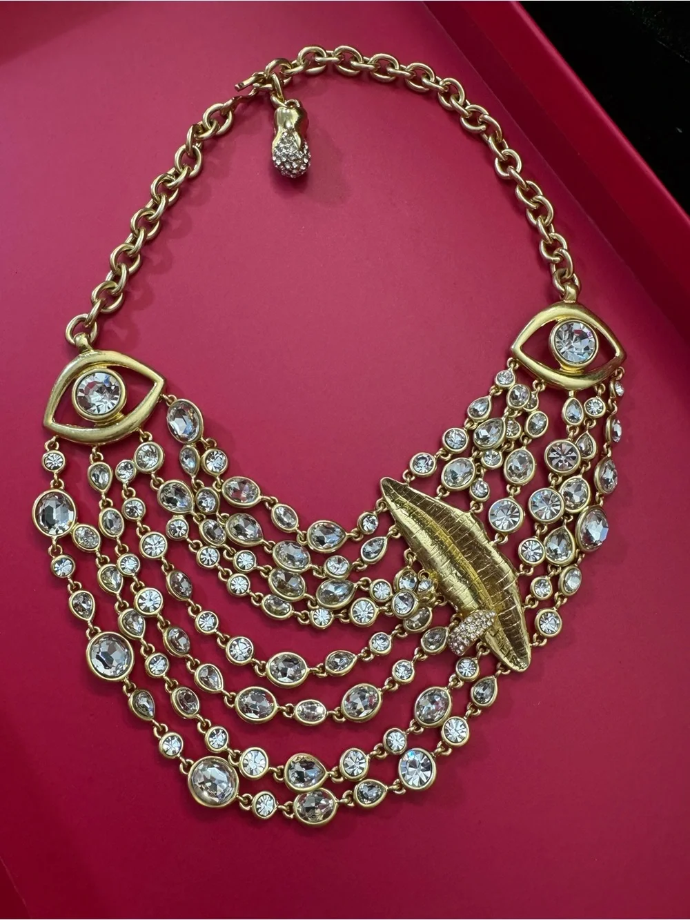 Schiaparelli inspired Surrealist Face anatomy - Crystal Multi-Strand Necklace